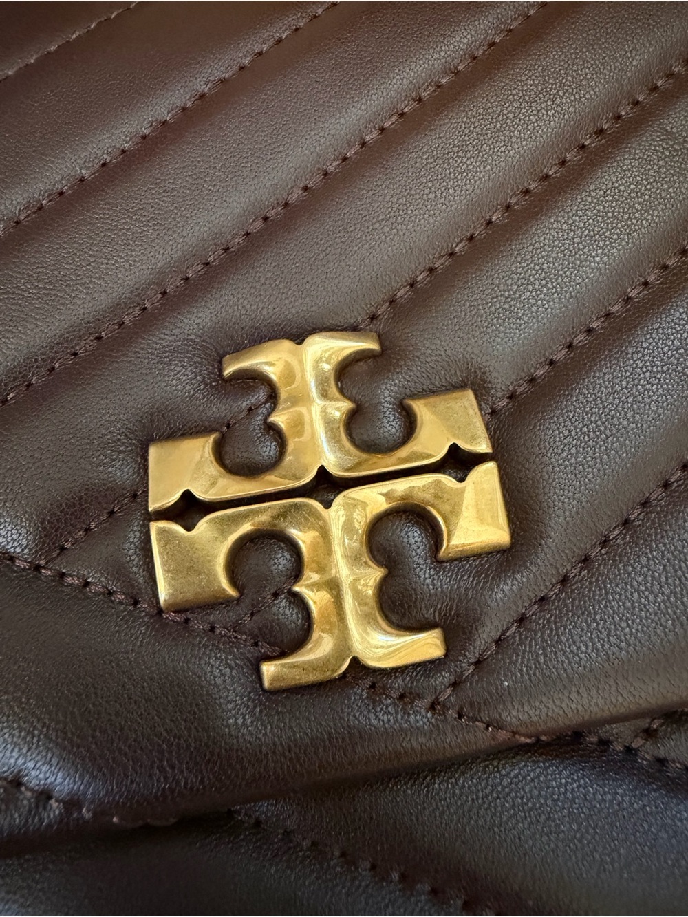 Tory Burch Quilted Chevron Leather Shoulder Bag in Dark Brown/Burgundy - Picture 8 of 16